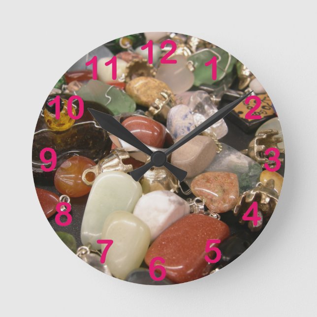 Steine und Winkel Runde Wanduhr (Vorderseite)