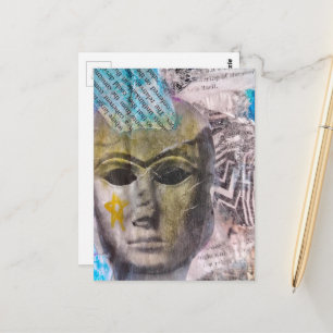 Steinernes Damen-Gesicht Abstracter Mixed-Media-Co Postkarte