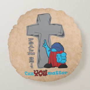 Steinernes Kreuz, weil du zählst Psalm 32 1 Rundes Kissen