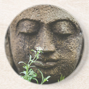 Steingartenstatue mit Blume Getränkeuntersetzer
