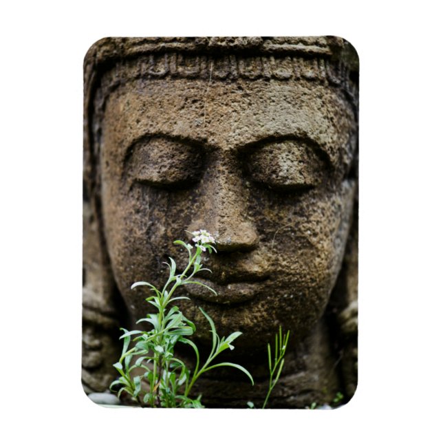 Steingartenstatue mit Blume Magnet (Vertikal)
