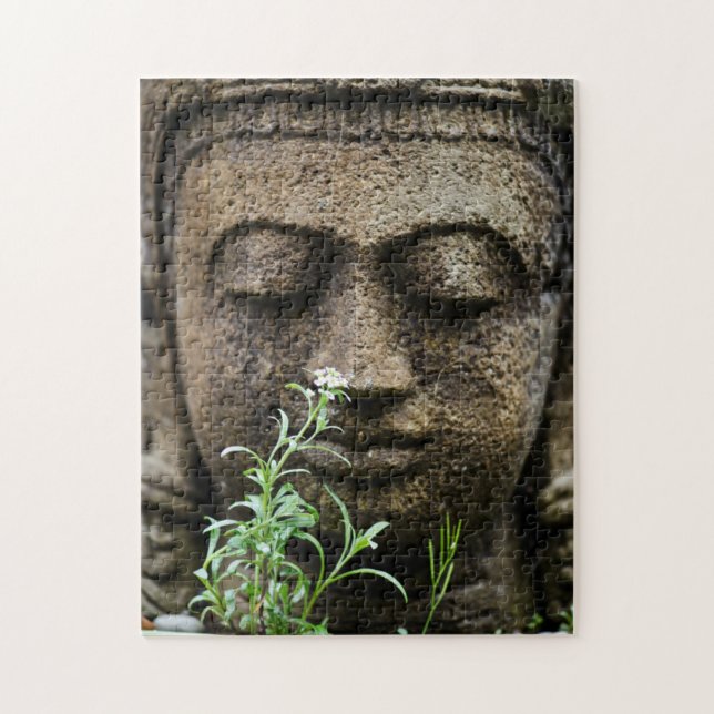 Steingartenstatue mit Blume Puzzle (Vertikal)