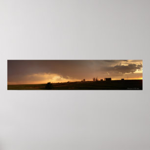 SteinGebäude-Sonnenuntergang Poster