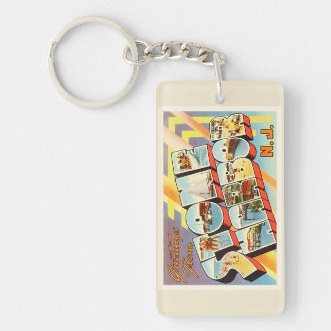 Steinhafen-New-Jersey NJ alte Vintage Postkarte Schlüsselanhänger (Vorderseite)