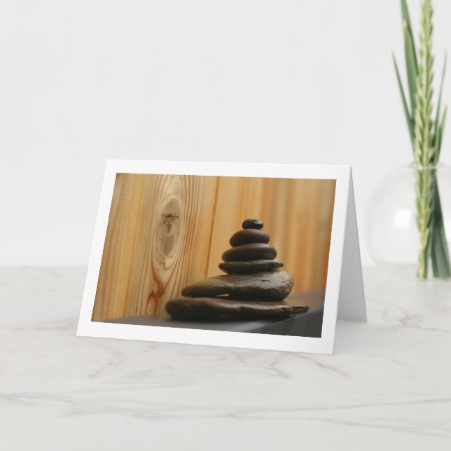 Steinhaufen-Meditations-Steine und Holz Karte (Vorderseite)
