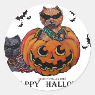 Steinhaufen Terrier Halloween Runder Aufkleber