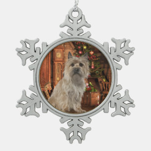 Steinhaufen-Terrier-Schneeflocke-Verzierung Schneeflocken Zinn-Ornament