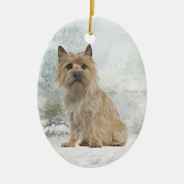 Steinhaufen-Terrier-Weihnachtsverzierung Keramik Ornament (Vorne)