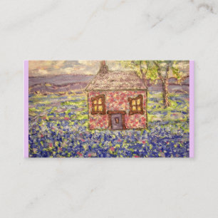 SteinHütte mit blauen Blumen Visitenkarte