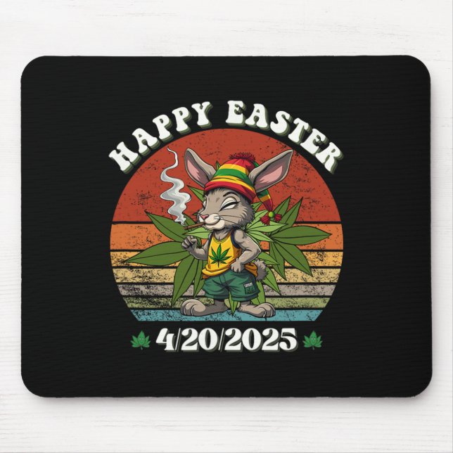 Steiniger Osterhase mit Joint Ostertag 4  Mousepad (Vorne)
