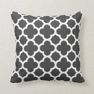 Steinkohle Graue Quatrefolien Trellis Muster Pilze Kissen