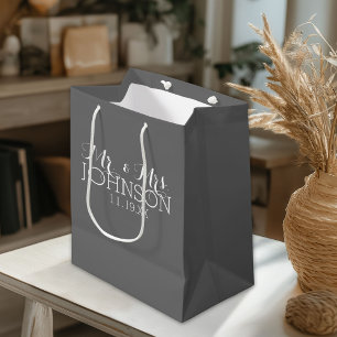 Steinkohle - Mr. & Mrs. Gastgeschenke Hochzeiten Mittlere Geschenktüte