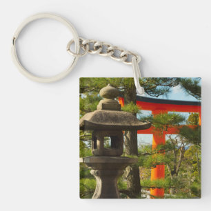 Steinlaterne und Torii-Tor Schlüsselanhänger