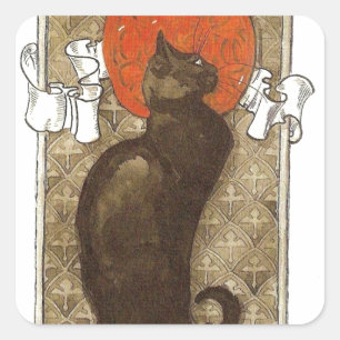 Steinleins Katze - Art Nouveau Quadratischer Aufkleber