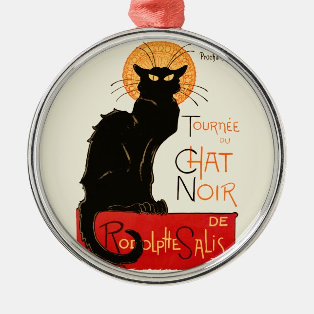 Steinlen Black Cat Classic Artwork Silbernes Ornament (Vorne)