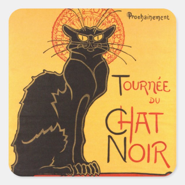 Steinlen: Chat Noir Quadratischer Aufkleber (Vorderseite)