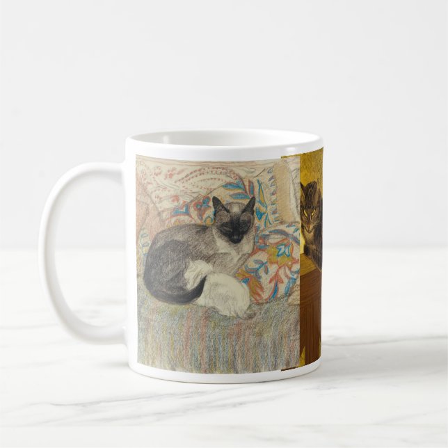 Steinlen Katzen, vier von ihnen Tasse (Links)