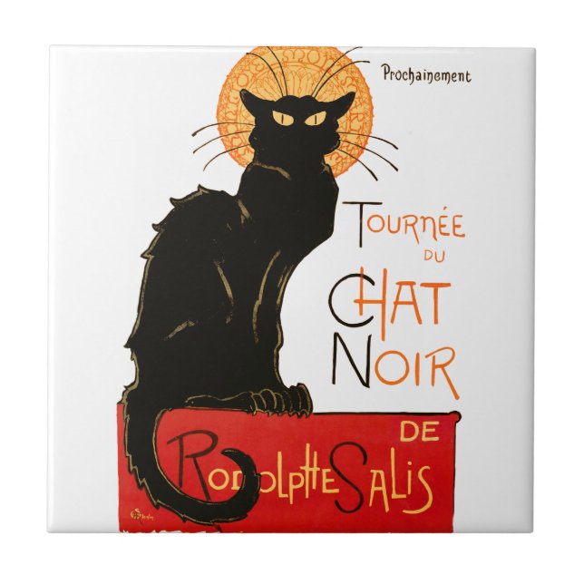 Steinlen Schwarze Katze Klassischer Französischer  Fliese (Vorderseite)