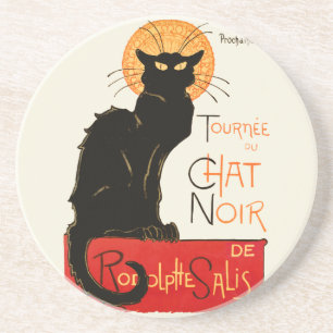 Steinlen Schwarze Katze Klassischer Französischer Getränkeuntersetzer