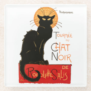 Steinlen Schwarze Katze Klassischer Französischer  Glasuntersetzer