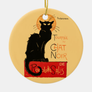 Steinlen Schwarze Katze Klassischer Französischer Keramik Ornament