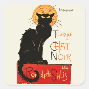Steinlen Schwarze Katze Klassischer Französischer Quadratischer Aufkleber