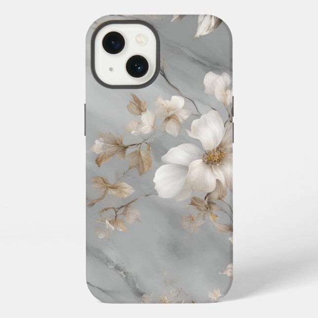 Steinmarmordesign - Blume iPhone Hülle (Rückseite)