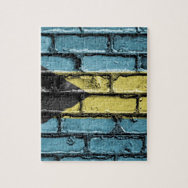 Steinmauer-Flagge der Bahamas Puzzle (Vertikal)