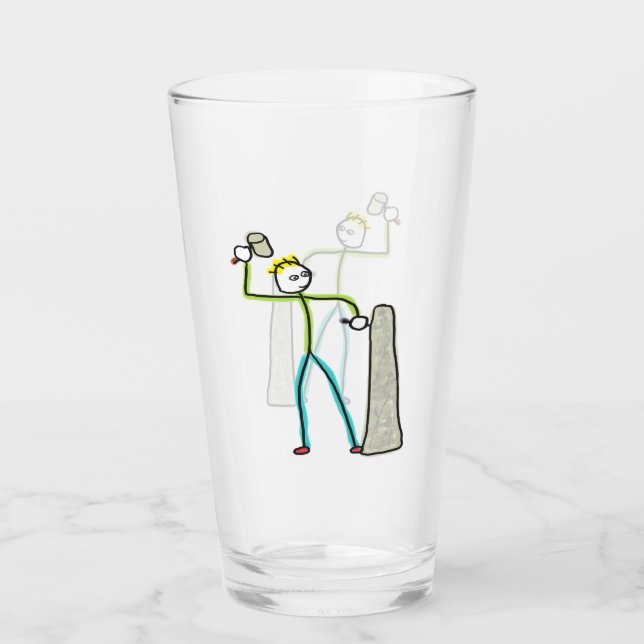 Steinmetz Stickman Glas (Vorderseite)