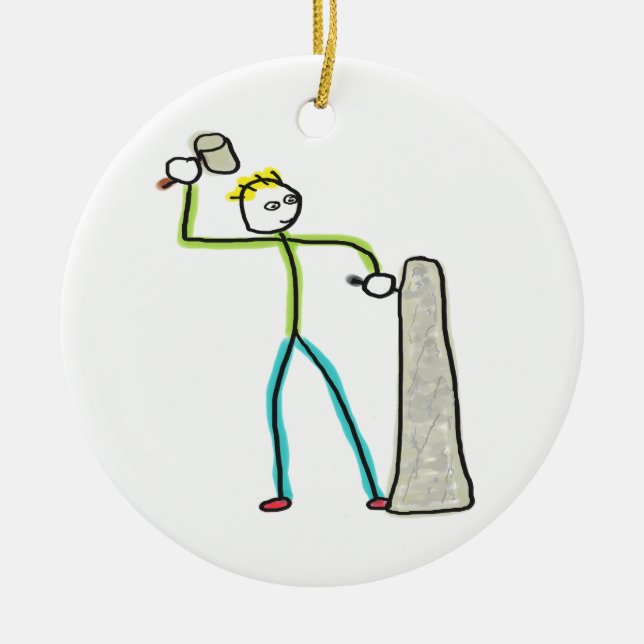 Steinmetz Stickman Keramik Ornament (Vorne)