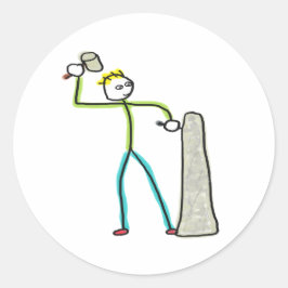 Steinmetz Stickman Runder Aufkleber