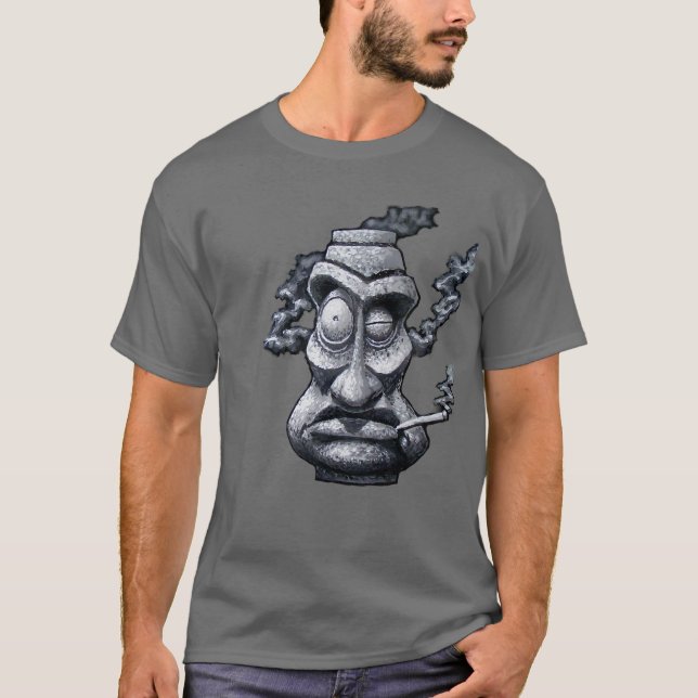 Steinraucher Tiki Gott T-Shirt (Vorderseite)