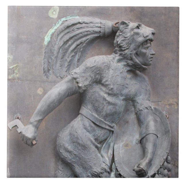 Steinschnitzen des aztekischen Kriegers Fliese (Vorderseite)