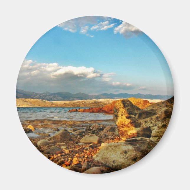 Steinstrand auf der Insel Pag in Kroatien Magnet (Vorne)