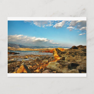 Steinstrand auf der Insel Pag in Kroatien Postkarte