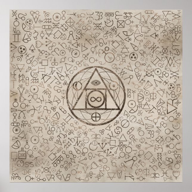 Steinsymbol der Philosophin: Alchemisches Muster 3 Poster (Vorne)