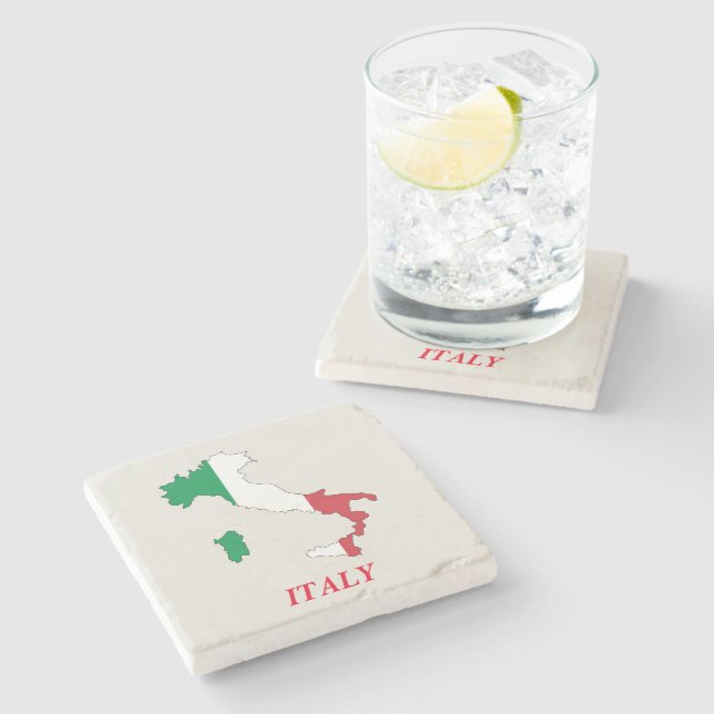 SteinUntersetzer-Italien-Flaggen-Karte Steinuntersetzer (Seitenansicht)