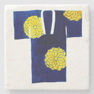 Steinuntersetzer mit blau-goldenem Nagajuban-Desig