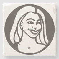 SteinUntersetzer mit Q-Tee-Torte Logo