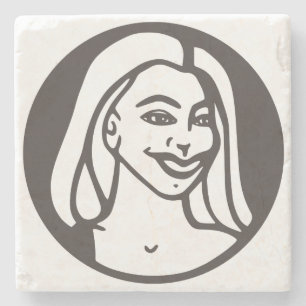 SteinUntersetzer mit Q-Tee-Torte Logo