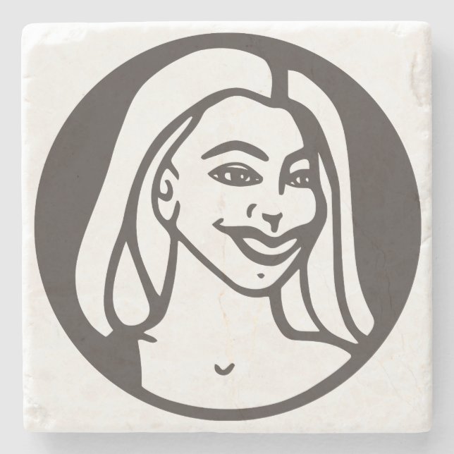 SteinUntersetzer mit Q-Tee-Torte Logo (Vorderseite)