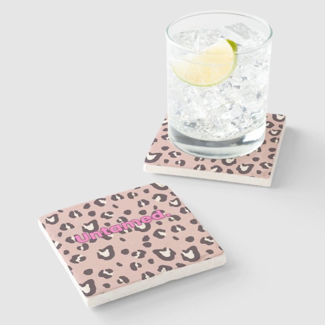 Steinuntersetzer rosa Tierprint (Seitenansicht)
