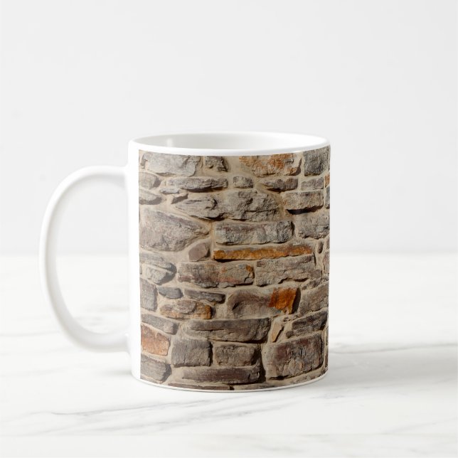 Steinwand rustikale Textur Hintergrund Kaffeetasse (Links)