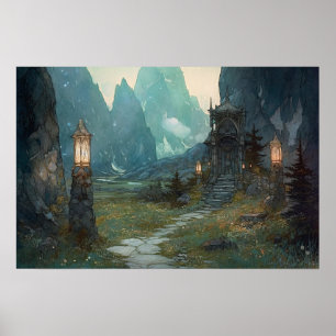 Steinweg durch das heilige Tal zum Schrein Poster