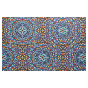 Steinwunder-Vintages blaues Fraktal-Kaleidoskop Stoff