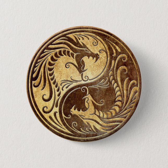 SteinYin Yang Drachen Button (Vorderseite)