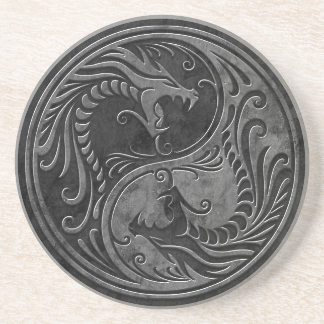 SteinYin Yang Drachen Getränkeuntersetzer (Vorne)