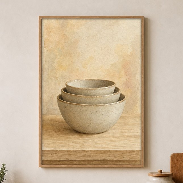 Steinzeug-Schalen-Wasserfarbenposter Poster (Shown framed for scale. Poster ships unframed; frames are an optional add-on.)