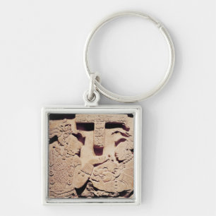 Stela, das eine Frau darstellt eine Jaguarmaske Schlüsselanhänger