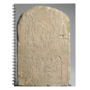 Stela, das Ramesses II anbietenweihrauch zu hallo Notizblock